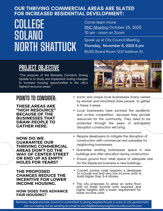 Informational flyer about the Corridor Upzoning Plan
