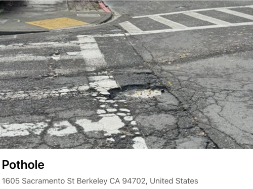 Pothole on Sacramento St.